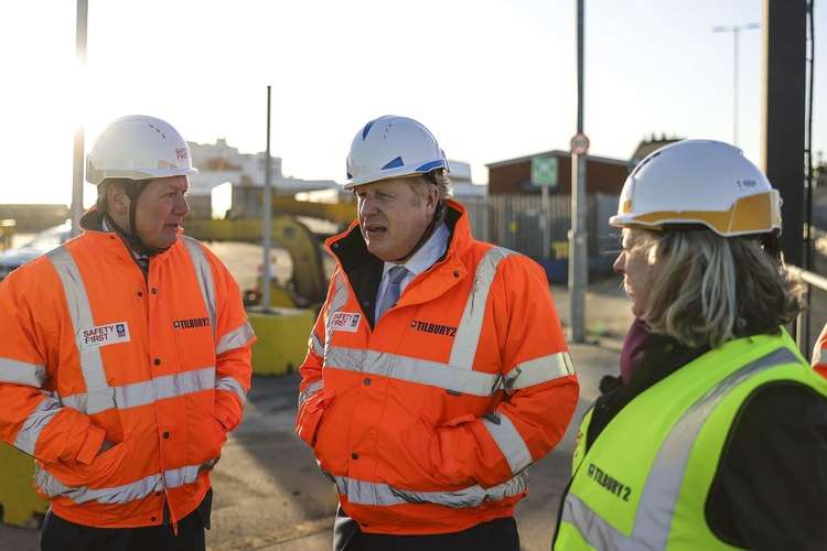 The Prime Minister photographed opening Tilbury2 in Essex yesterday. (Image - Thurrock Nub News)