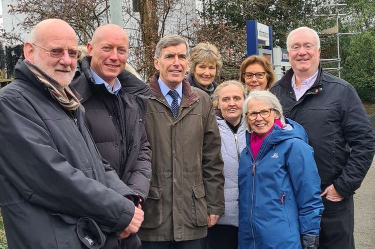 David Rutley MP with Chris Jackson, Regional Director for Northern, Becky Styles, Northern Community & Sustainability Manager and other friends of Prestbury Station.