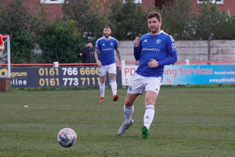 The former Premier League defender has played three times for Macclesfield FC in 2022, starting against Litherland REMYCA, Wythenshawe Town and Prestwich Heys. (Image - Macclesfield FC / @thesilkmen)