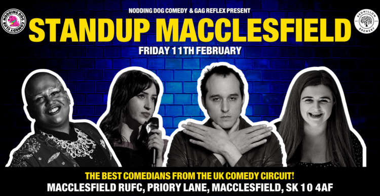 Two-and-a-half hours of top comedy will take place in Macclesfield this Friday. (Image - Nodding Dog Comedy)