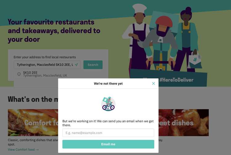 However homes in Tytherington aren't as lucky when it comes to Deliveroo. (Image - Deliveroo)