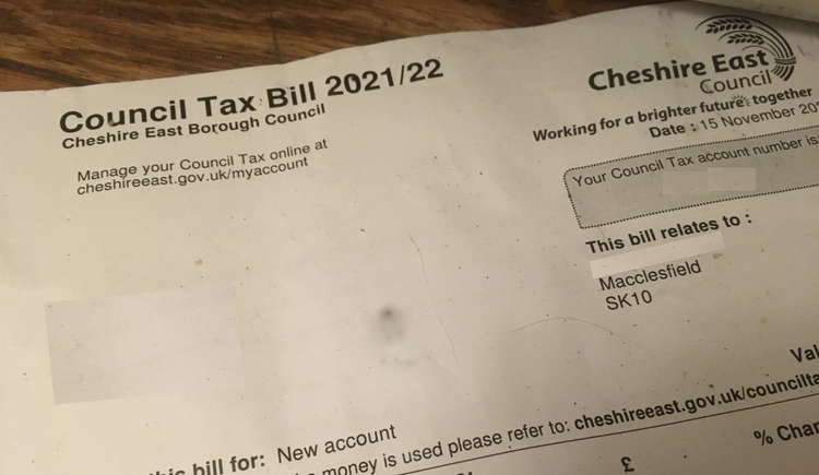 A council tax bill for last year in Macclesfield.