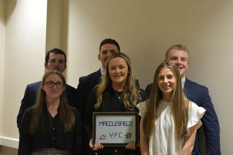 The winning competitive debating team from Macclesfield: (back): Joey Symons, Jordan Kenyon, James Brunt. (front): Georgie Johnson-Greening, Emily Hamand, Katie Hooley,