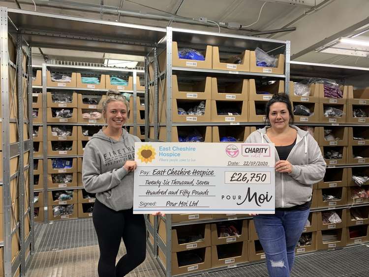 The company has also supported local good causes throughout the pandemic. Pictured are Sisters Holly (left) and Danielle Dover from Pour Moi. (Image - East Cheshire Hospice)