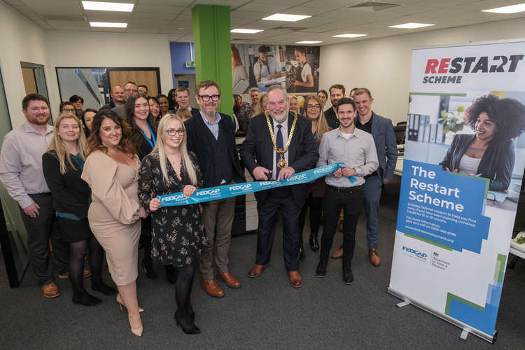 Macclesfield Mayor David Edwardes officially opened the new office, with the Fedcap Macclesfield staff.