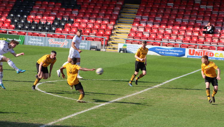 Berry-McNally's equaliser. The power of the shot caught us off guard, that our cameraman couldn't even get a great shot of it! (Image - Alexander Greensmith)