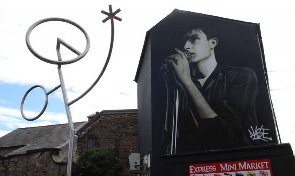Macclesfield: The Ian Curtis mural pictured at Sunday's Treacle Market.