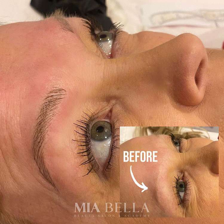 Their beauty services include make-up and skin tightening. Pictured is a Mia Bella Brow transformation. (Image - miabellauk)