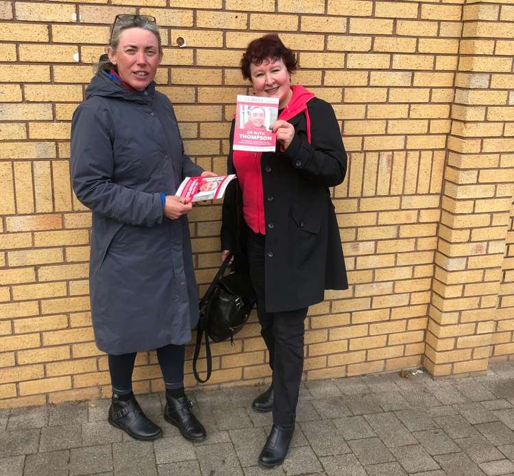 Ruth is a supporter of Save Macclesfield Greenbelt and wants to promote the importance of wellness and good mental health. Here she is campaigning with Bollington Town Councillor and fellow Labour member Judy Snowball. (Image - Alexander Greensmith / Macclesfield Nub News)