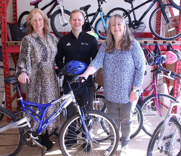 Coming to Macclesfield: Councillor Suzie Akers-Smith, Lee Malkin from Everybody Sport and Recreation and Annette Cormack from Community Recycle Cycles.