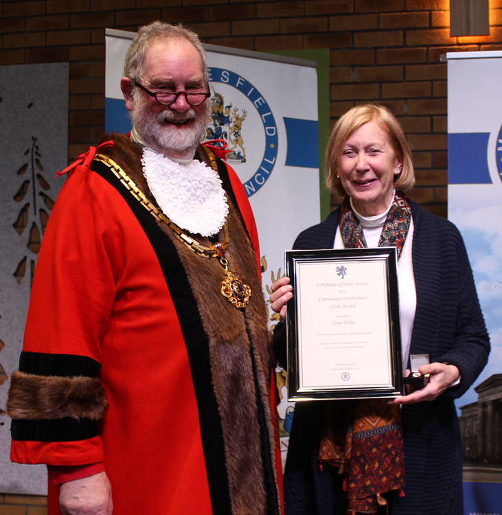 Irene Wilde won the first award, for her services to disabled good cause Macclesfield Wheelies. (Image - Macclesfield Nub News)