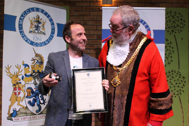 Russell Hope was commended for establishing his carbon neutral delivery company ELOV.  (Image - Macclesfield Nub News)