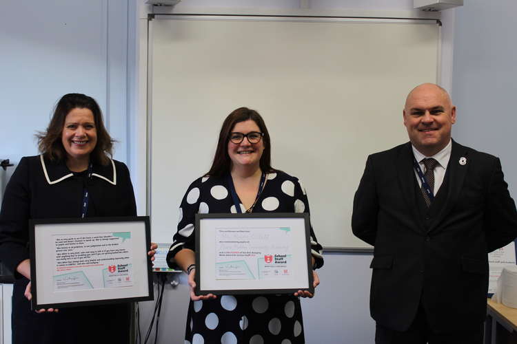 (L-R) Sarah Freeman, director of human resources, Alison Ollett, academy mental health champion and Carl Wakefield, principal at Plume Academy Maldon (Photo: Plume Academy)