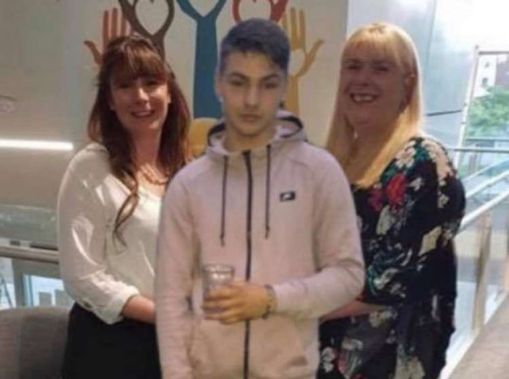 An image of Liam Taylor with his mum Michelle (left) and grandmother Julie (right)