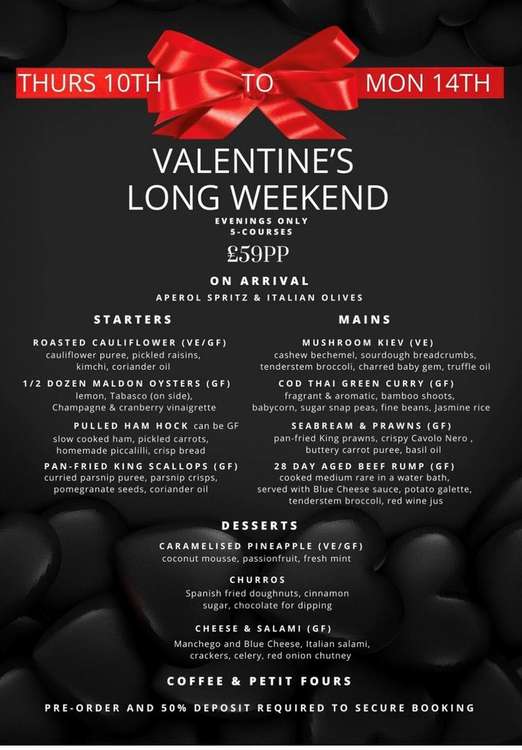 The special Valentine's menu you can enjoy at Dante's