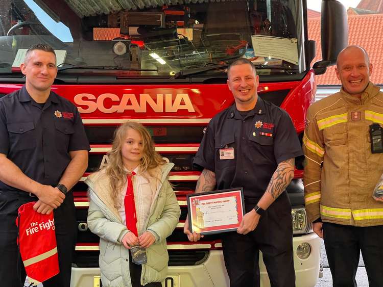 Grace was presented with the award at South Woodham Ferrers Fire Station (Photo: Essex County Fire and Rescue Service)