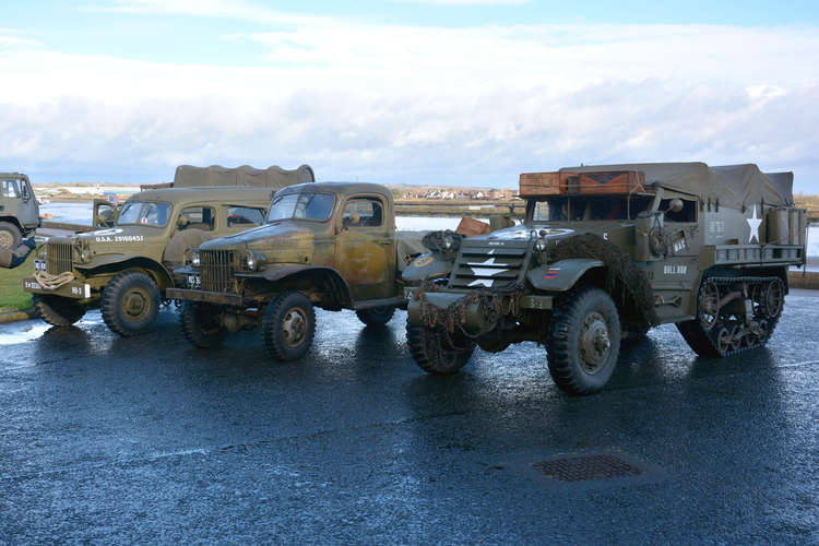 US army vehicles including a half-track (Photo: Essex HMVA)
