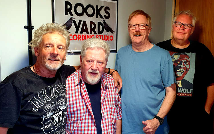 (L-R) Ian Cundy, Don Moore, Howard J Bills and Tim Aves at Rooks Yard Studio in Southminster