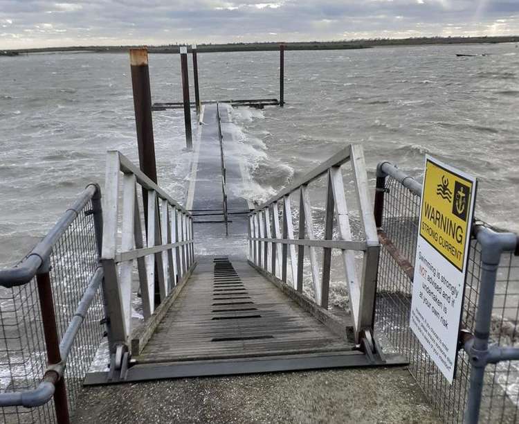 The entire length of the Burnham pontoon is beginning to lift