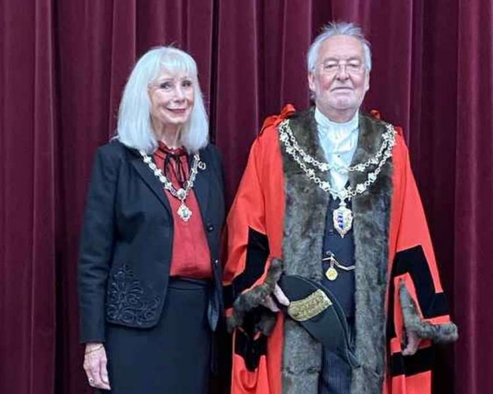 Maldon town mayor David Ogg and wife Sharon at the mayoral ceremony in May last year