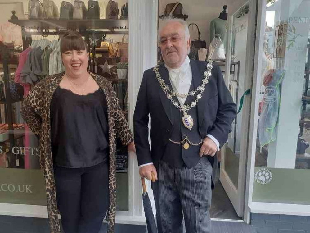 Allison Gray with mayor David Ogg at the opening of Willow & Fox at its new high street location in May last year