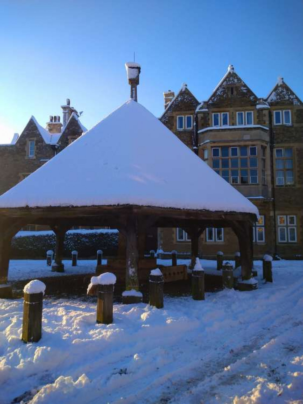 Oakham Buttercross in the snow last February