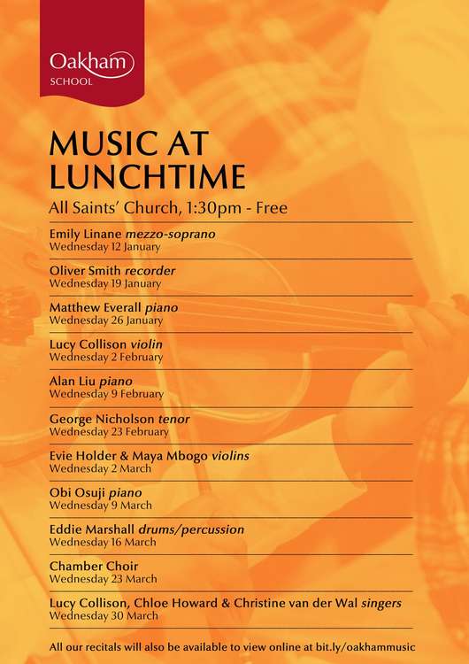 'Music at Lunchtime' schedule