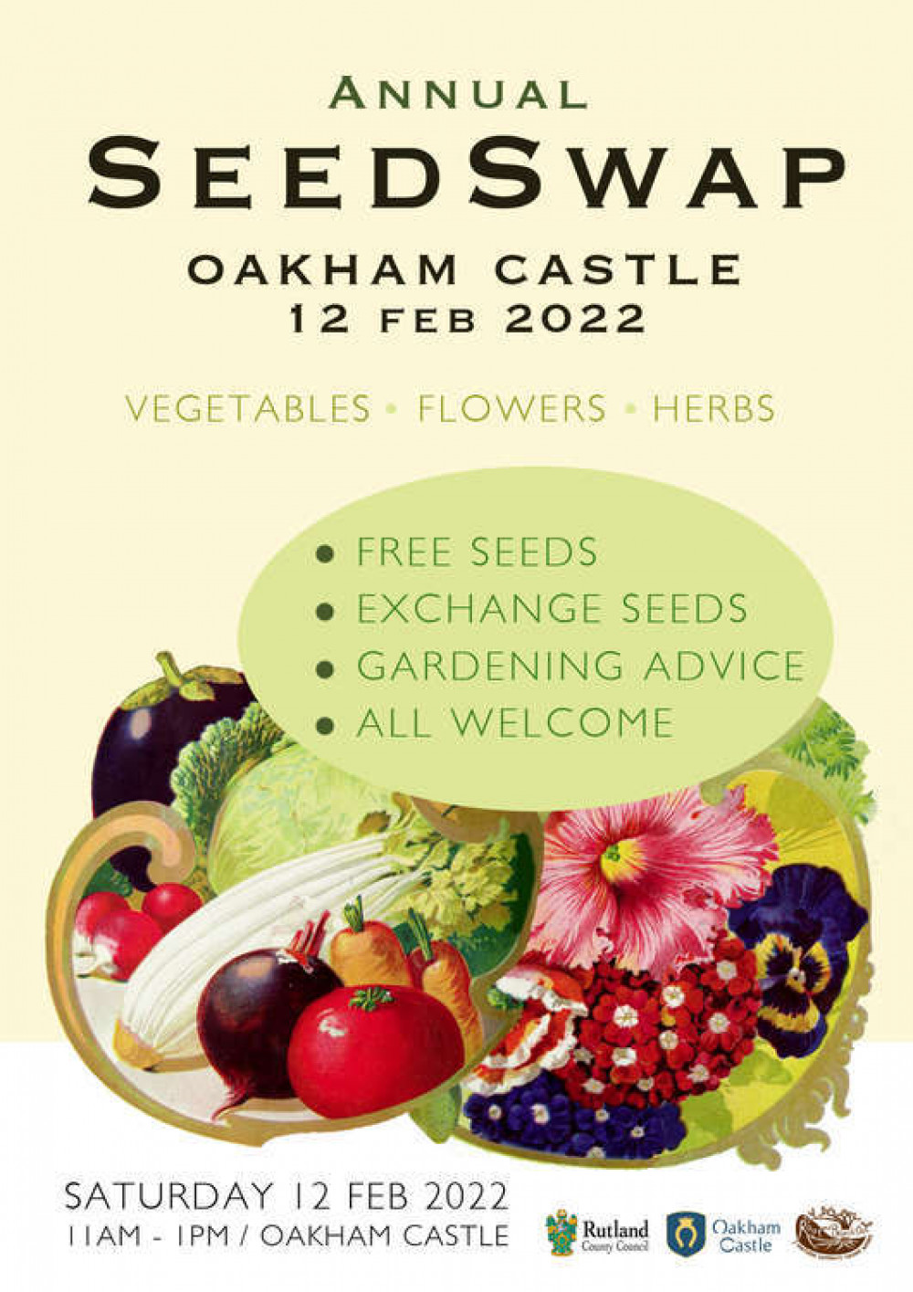 Oakham Castle Seed Swap flyer (image credit: Oakham Castle)