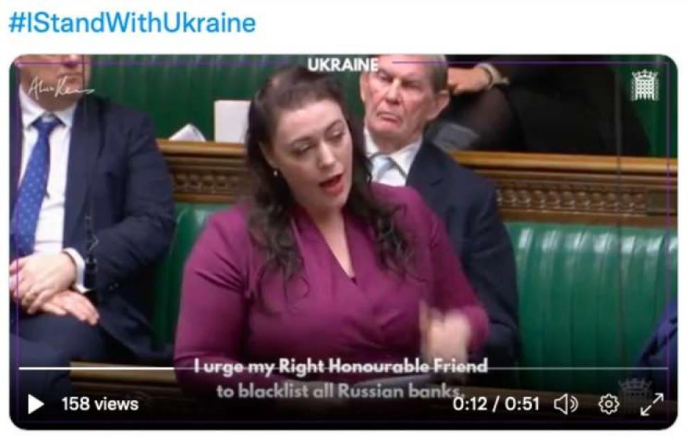 Alicia Kearns speaking in Parliament 22/02/22 (video screenshot courtesy of Alicia Kearns on Twitter @aliciakearns)