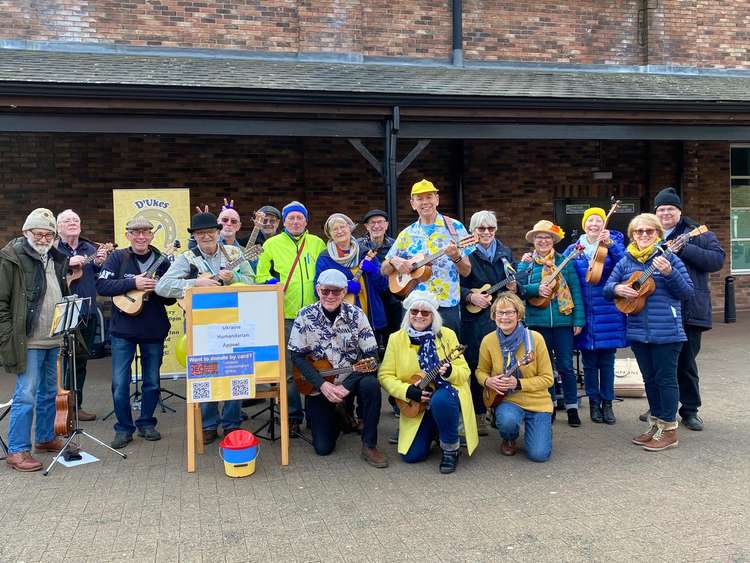 D'Ukes playing outside Tesco on Thursday (image courtesy of D'Ukes of Rutland)