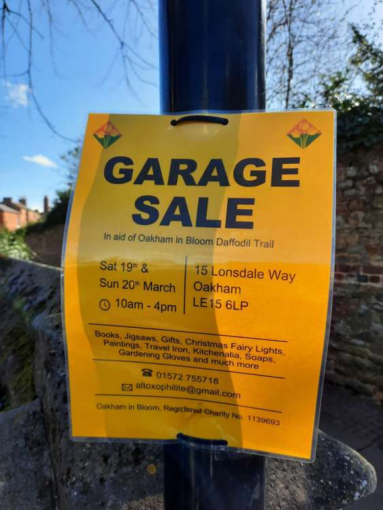Garage sale and open garden poster