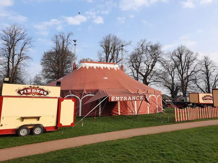 Pinder's Circus set up and ready to welcome guests at Cutts Close Park