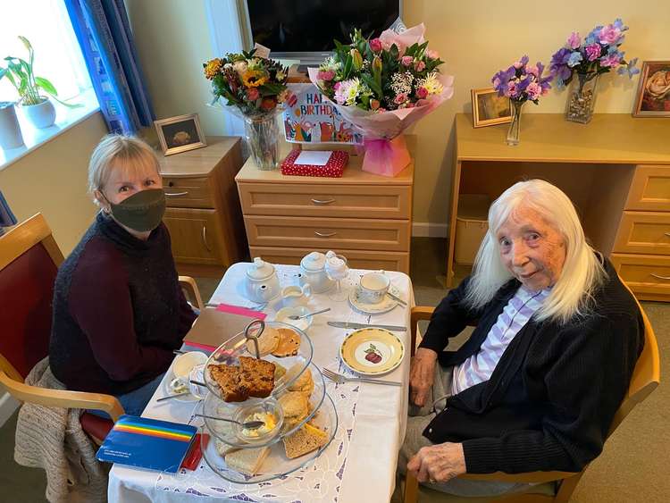 Sian (Left) and Esme (Right) sitting down to their birthday luncheon