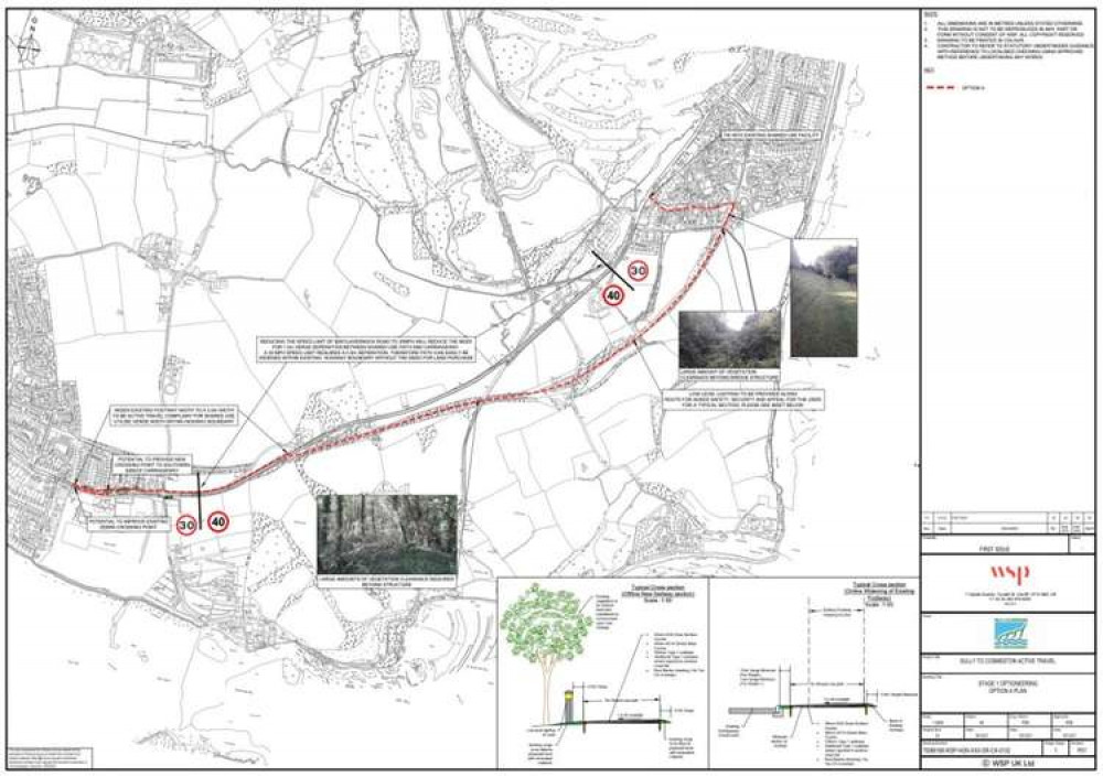 The first option for improving cycling links between Penarth and Sully. (Image credit: WSP)