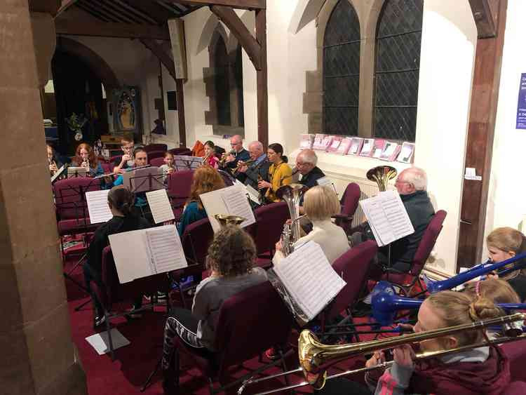 Helsby Concert Band rehearsing in St. Paul's Church earlier this year