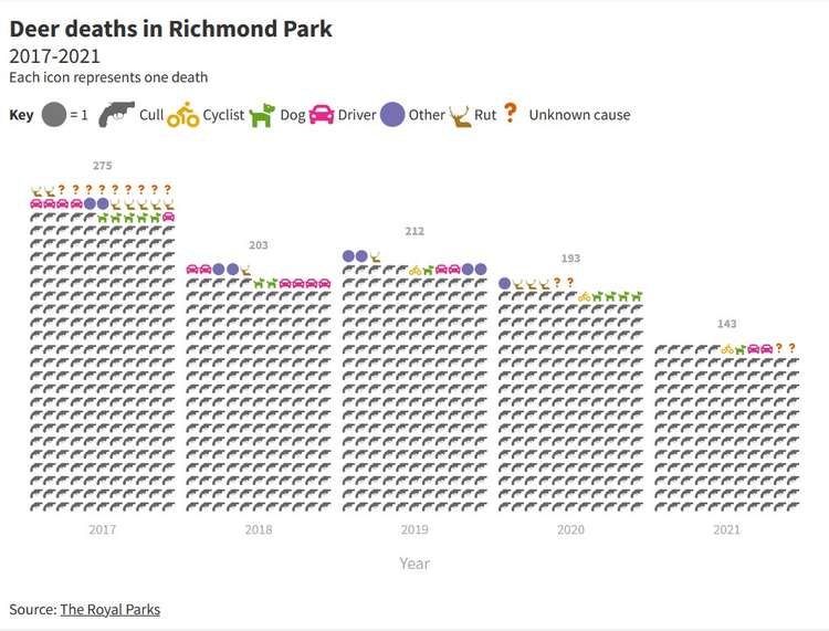 A yearly breakdown of the deer deaths. A yearly breakdown of the deer deaths.