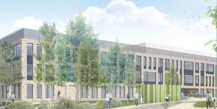 Design plans for the new modern school in Mortlake - credit Stag Brewery website.