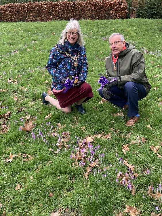 Deputy Mayor Cllr Suzette Nicholson and husband within the Wheel of Hope