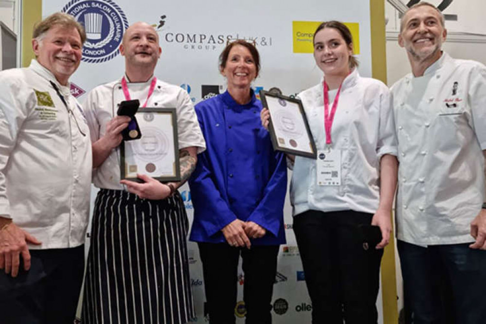 Michel Roux Jr presents awards to the team from Richmond College.