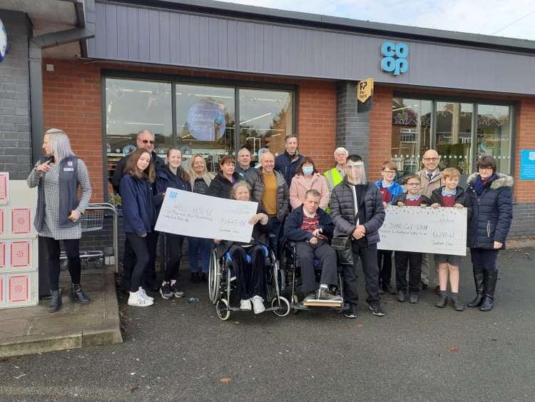 The good causes ceremony outside Sandbach's Middlewich Road Co-op