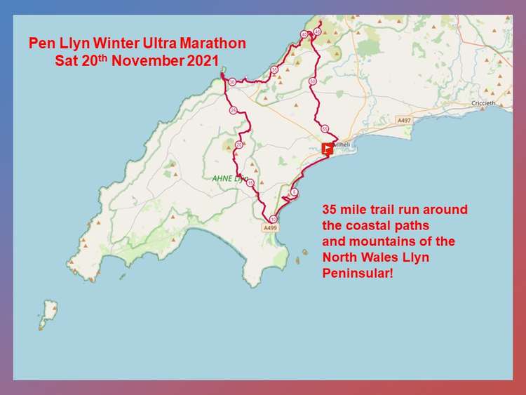 The route of Dave's Ultra Marathon in Wales