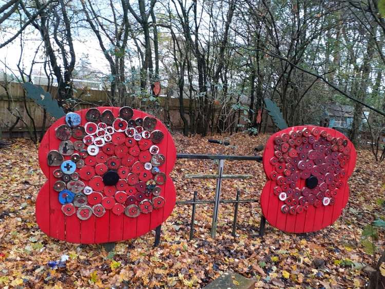 Last year's Remembrance artwork made from tree stumps