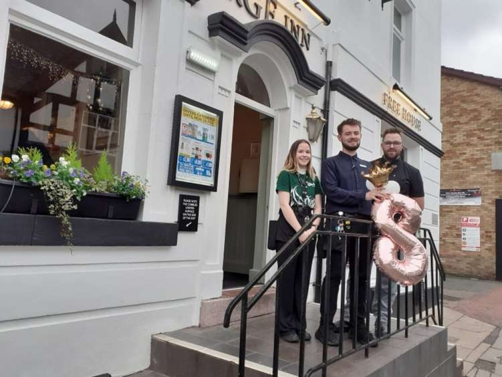 Staff get ready for the birthday celebrations - Gemma Hughes, Charlie Garratt (duty manager) and Daniel Hockenhull, kitchen shift leader