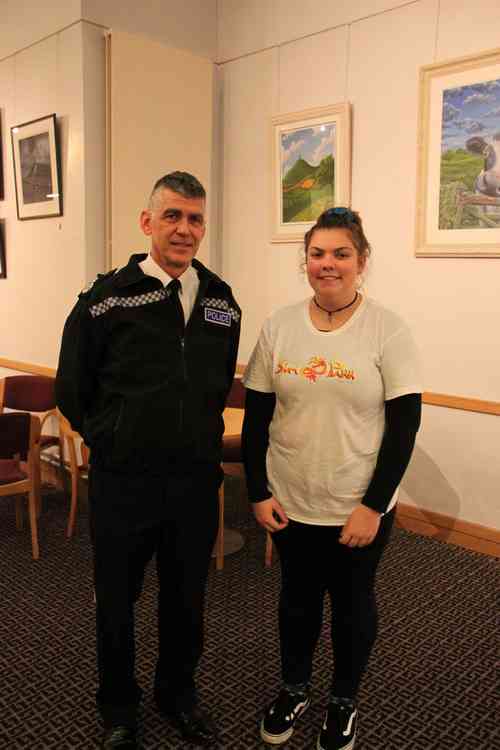 Chief Constable Andy Marsh with Year 1 law student Ruby Kidner