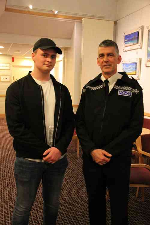 Chief Constable Andy Marsh with Year 2 Law student Corey Summers