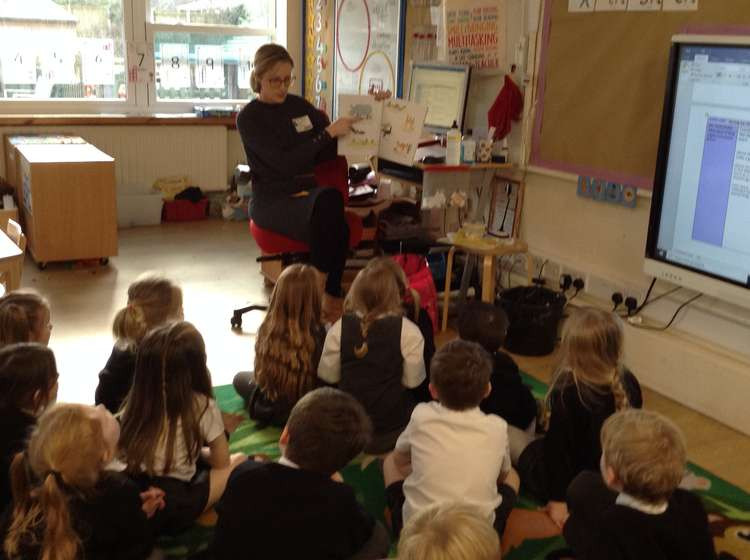 Karen during her visit to Brereton Primary School