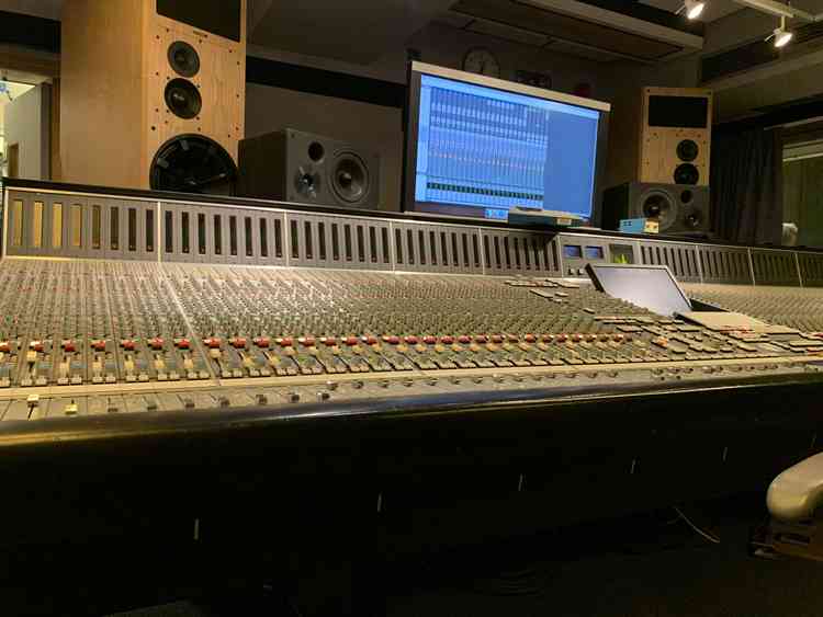 Control room for recording at Maida Vale Studios