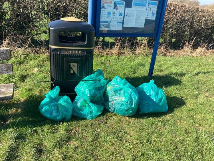 Bags of litter was picked up at the weekend in Hassall near Sandbach