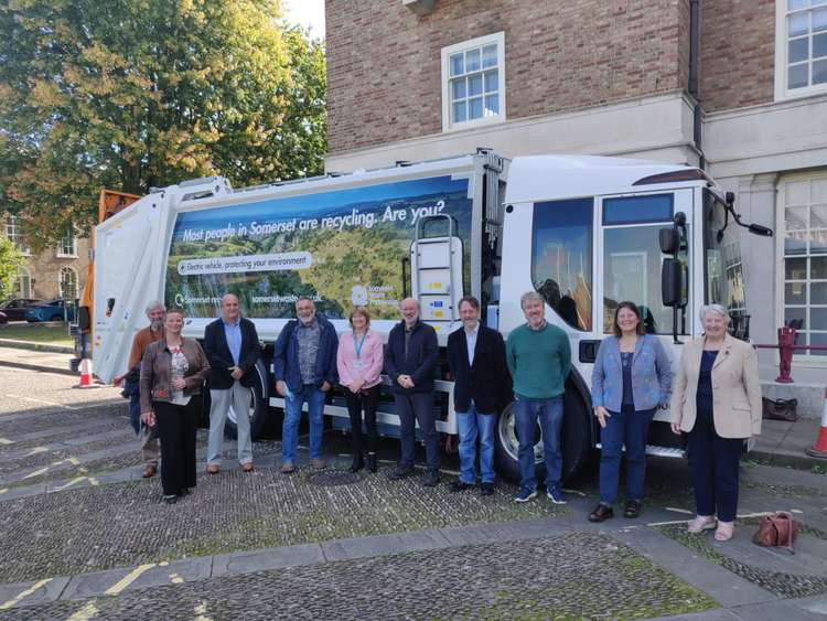 Members of the Somerset Waste Board inspect the new vehicle.