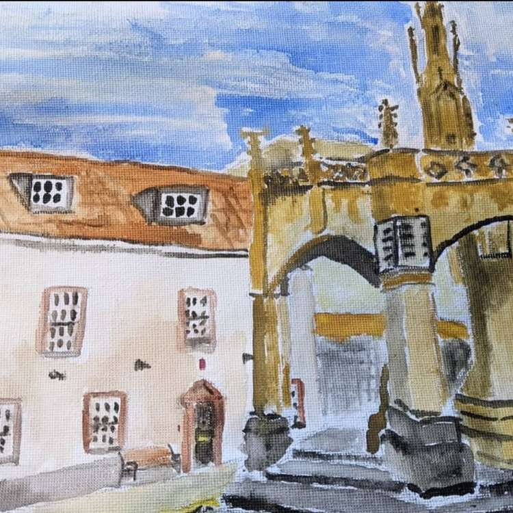 Watercolour of Shepton Mallet library